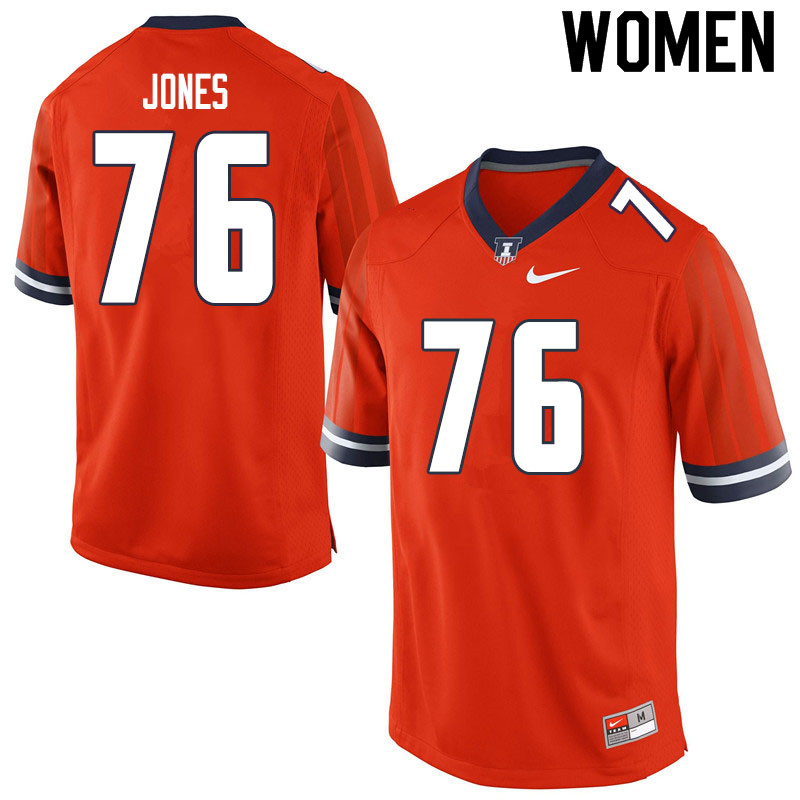 Women #76 Brevyn Jones Illinois Fighting Illini College Football Jerseys Sale-Orange